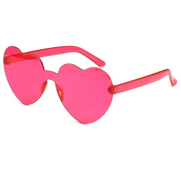 Unbranded Accessories - Heart Shaped Frameless UV400 Sunglasses Rose Red